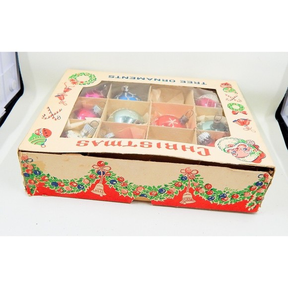 Vintage Glass Christmas Tree Ornament Lot Shiny Brite Czechoslovakia 10 Pieces - Picture 10 of 10